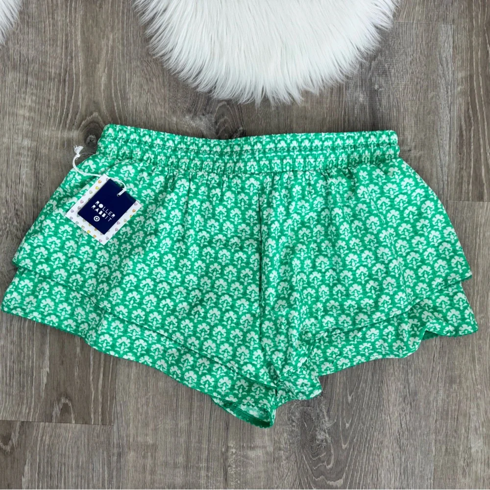 💚💙 Roller Rabbit x Target Women's Stamped Floral Drawstring Shorts Teal - Picture 2 of 4